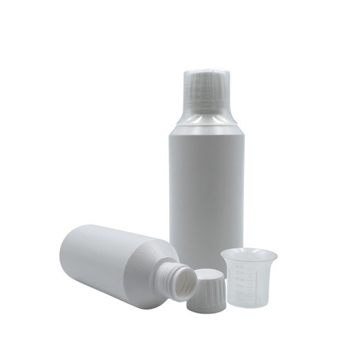 [4627659] Mundspülset: Flasche weiss wit 250mL + Verschluss + Messbecher pro 25